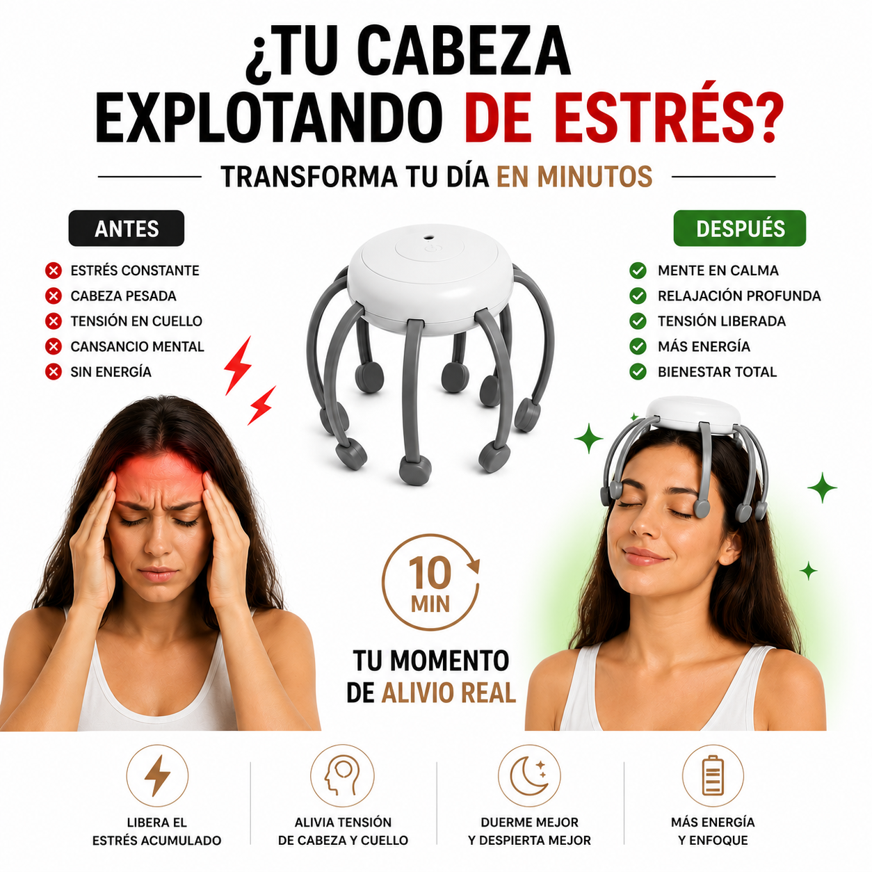 ¿Terminas cada día con la cabeza explotando de estrés, tensión y agotamiento mental?